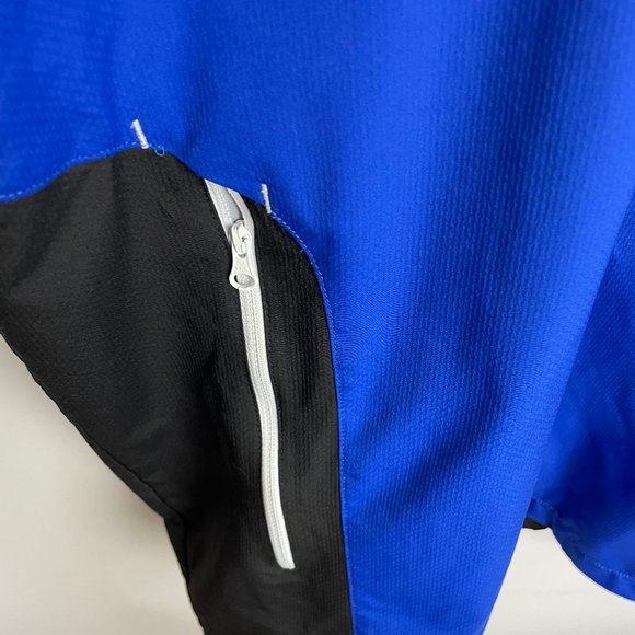 Footjoy Windshirt 1/2 Zip Mens Size Medium SS Blue Black White Zip Pockets - Picture 2 of 7